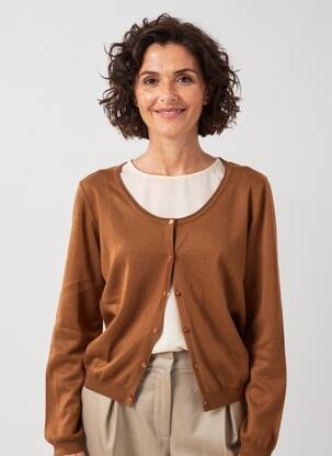Gilet manches longues col rond marron PHILDAR femme