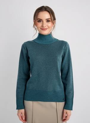 Pull tissage chiné manches longues bleu BONOBO femme