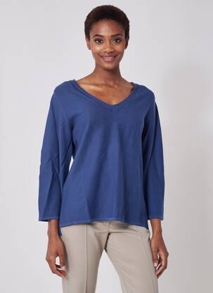 Pull coupe cintrée manches 3/4 bleu SCOTTAGE femme