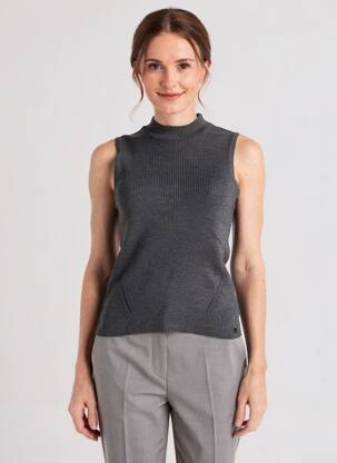 Pull tissage chiné sans manche gris BONOBO femme