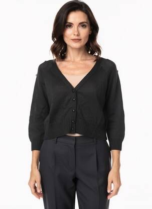 Gilet manches longues manches 3/4 noir GRAIN DE MALICE femme