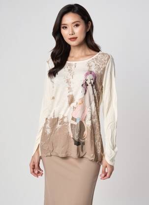 T-shirt manches longues manches longues beige PHILDAR femme