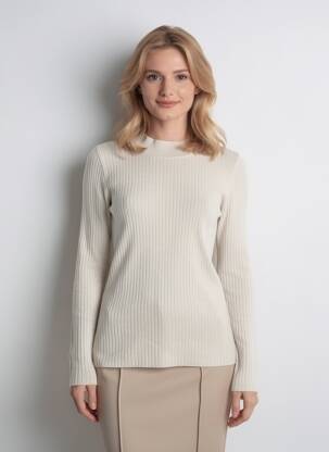 Pull tissage chiné manches longues beige CACHE CACHE femme