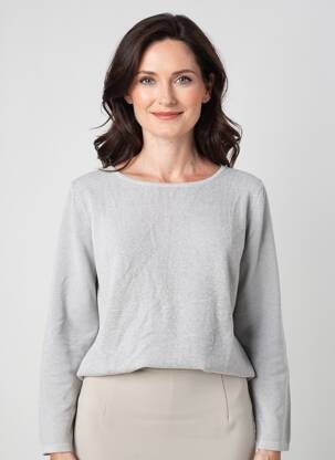 Pull coupe droite manches longues argent PHILDAR femme