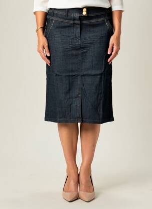 Jupe mi-longue coupe droite bleu PHILDAR femme