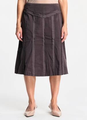 Jupe mi-longue fermeture zip latéral marron PHILDAR femme