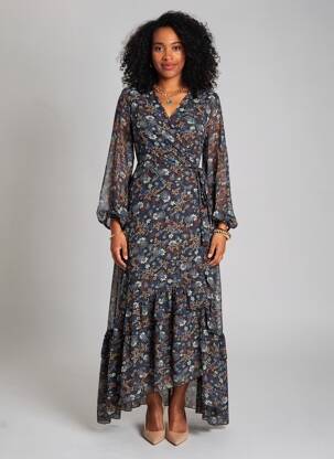Robe longue manches longues manches longues bleu MOLLY BRACKEN femme