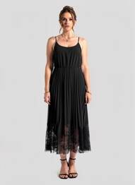Robe longue manches bretelles ajustables fines bretelles noir CREAM femme