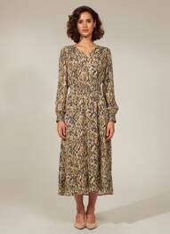 Robe longue imprimé fantaisie manches longues noir C'EST BEAU LA VIE femme