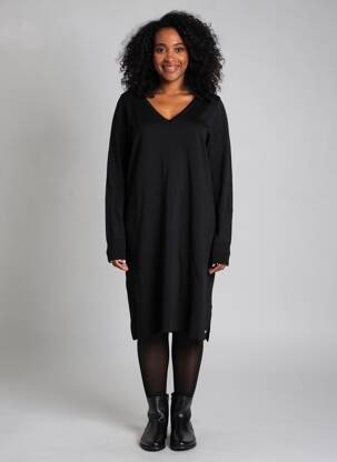Robe pull coupe droite manches longues noir CREAM femme