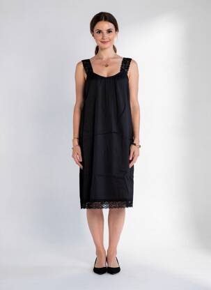 Robe mi-longue coupe fluide sans manche noir CREAM femme