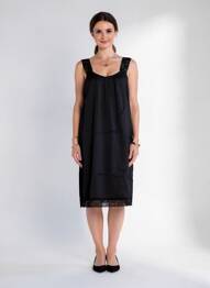 Robe mi-longue coupe fluide sans manche noir CREAM femme