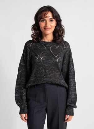 Pull coupe cintrée manches longues noir MOLLY BRACKEN femme