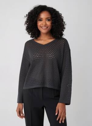 Pull coupe droite manches longues noir CREAM femme