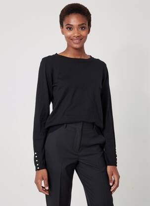 Pull coupe cintrée manches longues noir MOLLY BRACKEN femme