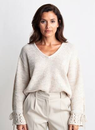 Pull coupe droite manches longues beige CREAM femme