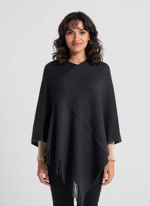 Poncho coupe ample noir MOLLY BRACKEN femme
