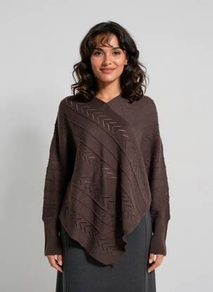 Pull col v manches longues marron CREAM femme