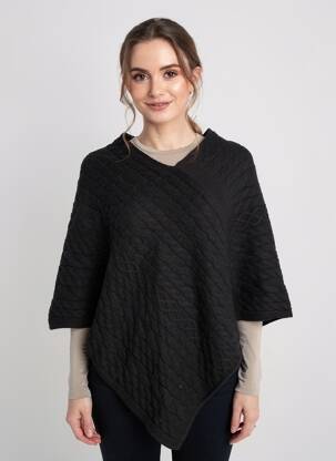 Poncho col v noir CREAM femme
