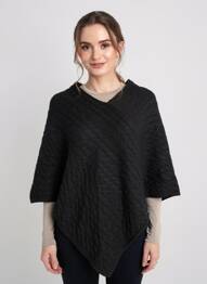 Poncho col v noir CREAM femme