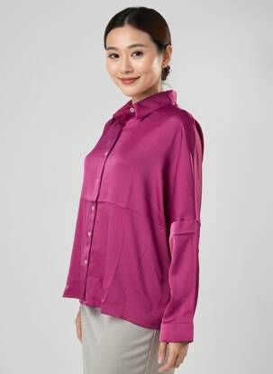 Chemisier coupe droite manches longues violet MOLLY BRACKEN femme