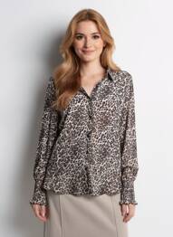 Chemisier imprimé fantaisie manches longues beige MOLLY BRACKEN femme