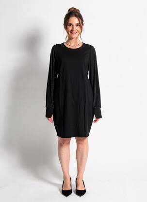 Robe mi-longue manches longues manches longues noir MOLLY BRACKEN femme