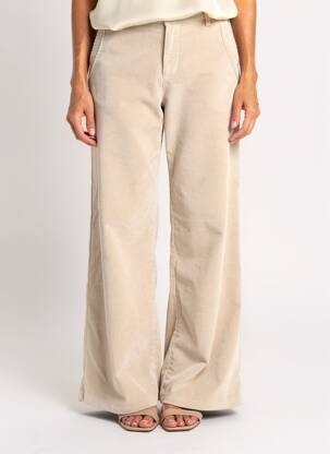 Pantalon large taille à pinces taille haute beige CREAM femme