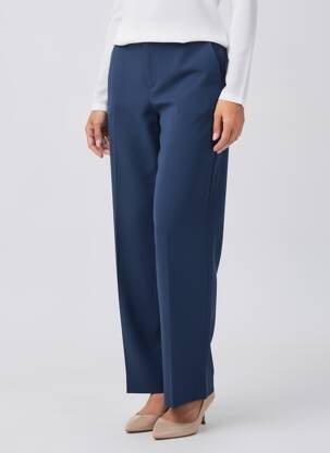 Pantalon droit tissage crêpe taille normale bleu CREAM femme