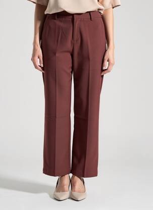 Pantalon droit tissage crêpe taille normale orange CREAM femme