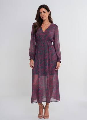 Robe longue manches longues manches longues vert MAJOLICA femme