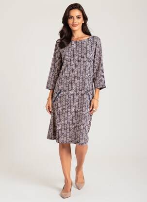Robe mi-longue manches longues manches longues violet VEGAS femme