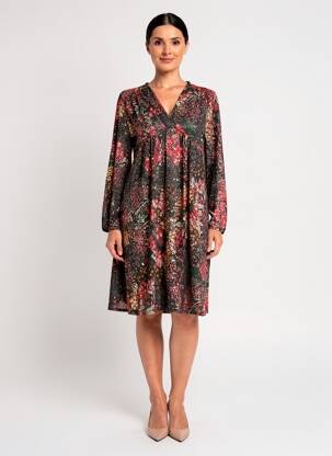 Robe mi-longue coupe fluide manches longues noir RENATTO BENE femme