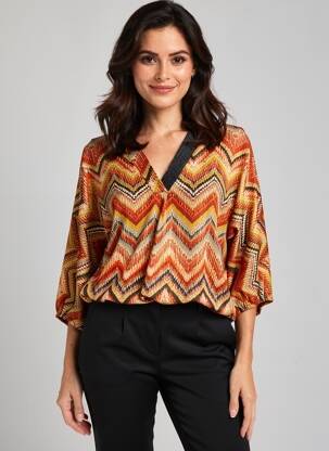 Top tissage crêpe manches 3/4 orange RENATTO BENE femme