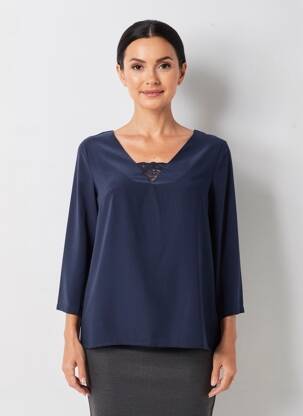 Blouse manches 3/4 manches 3/4 bleu NOEMIE & CO femme
