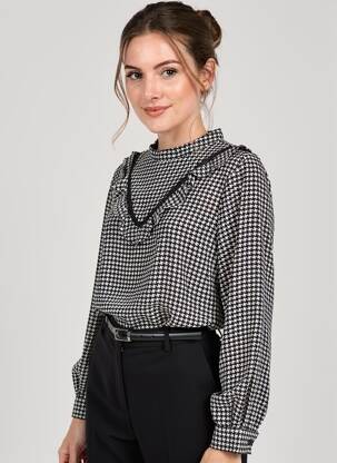 Blouse poignets boutonnés avec fente manches longues noir LOVIE & CO femme