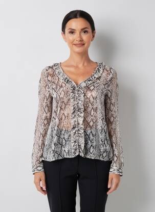 Chemisier coupe fluide manches longues gris MAJOLICA femme
