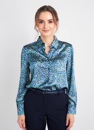 Chemisier tissage crêpe manches longues bleu SUZZY & MILLY femme