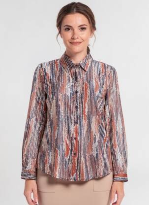 Chemisier imprimé fantaisie manches longues rose LILIE ROSE femme