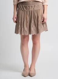 Jupe courte taille élastique marron AN' GE femme