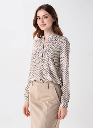 Blouse tissage popeline manches longues beige PEPE JEANS femme