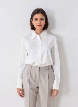 Chemisier coupe droite manches longues blanc GUESS femme