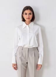 Chemisier coupe droite manches longues blanc GUESS femme