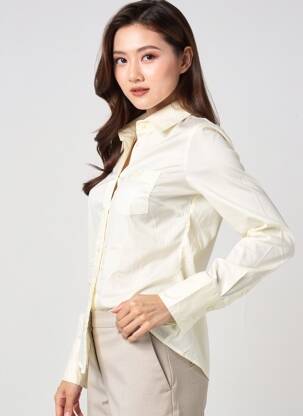 Chemisier coupe cintrée manches longues jaune GUESS femme