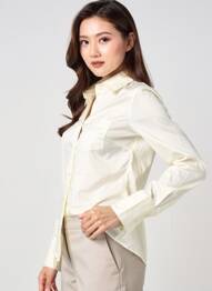 Chemisier coupe cintrée manches longues jaune GUESS femme