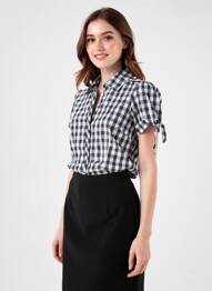 Chemisier coupe cintrée manches courtes noir PEPE JEANS femme