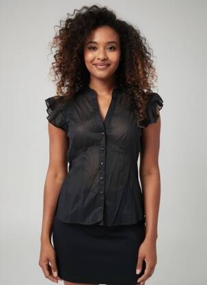 Chemisier manches courtes manches courtes noir PEPE JEANS femme