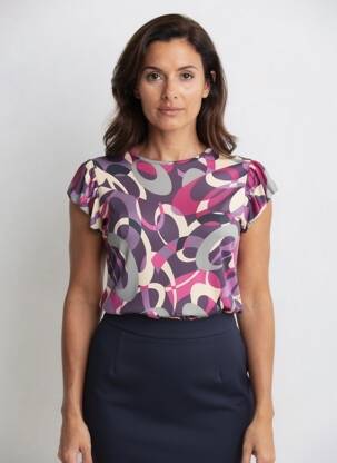 T-shirt imprimé fantaisie manches courtes violet C&C CONFIDENTIAL femme