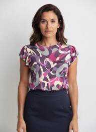 T-shirt imprimé fantaisie manches courtes violet C&C CONFIDENTIAL femme
