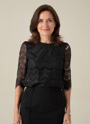 Top col rond manches 3/4 noir ANGE femme